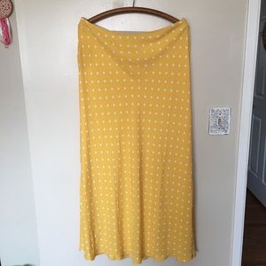 NWT Loft Yellow Polka Dots Side Slit Maxi Skirt  L